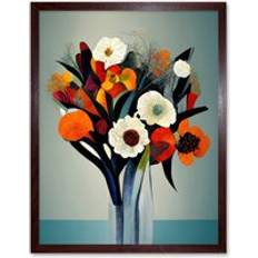 Acrylic Framed Art ARTERY8 Print Modern Winter Flower Floral Bouquet Framed Art