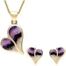 Oro Conjuntos de joyas C. W. Sellors 9ct Gold Blue John Split Heart Two Piece Set Gold