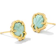 Jewelry Kendra Scott Brynne Gold Shell Stud Earrings in Sea Green Chrysocolla One Size