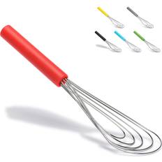 Red Whisks Flat Silicone Handle Non Slip 10 5 Wires Whisk with 10 Heads for Kitchen Cooking Color Red Whisk