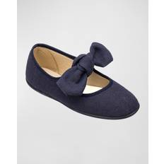 Blue Ballerina Shoes Children's Shoes Elephantito Toddler Child Girls Linen Bow Mary Jane Navy 29M