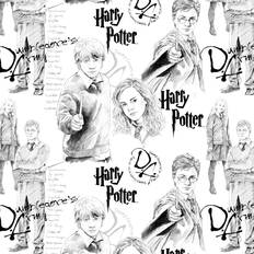 Harry Potter Fabrics Harry Potter characters 100% yard hp mystery of magic white Fabrics Black