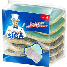 Cleaning Equipment & Cleaning Agents Mr.Siga Dual Action Scrubbing Sponge, Pack of 6, Size:15x8.5x2.3cm