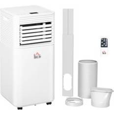 Homcom 9000 BTU 4-In-1 Compact Portable Mobile Air Conditioner Unit Cooling Dehumidifying Ventilating w/ Fan Remote LED 24 Hr Timer Auto Shut-Down