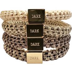 Dark HAIR TIES 4 PK COMBO NOUGAT MIX W/GOLD