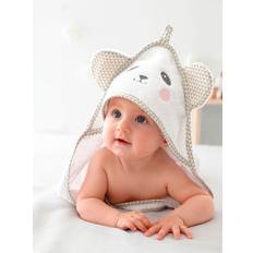 Cotton Baby Towels Vertbaudet Baby Hooded Bath Cape With Embroidered Animals White