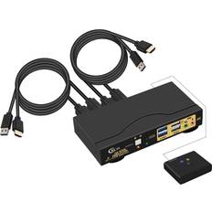 CKLau Cklau 2 port usb 3.0 hdmi 2.1 kvm switch 8k60hz 4k144hz with audio output a. Black 2.01 Pounds