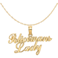 Carat in Karats Policeman Lady Pendant Charm Necklace - Gold