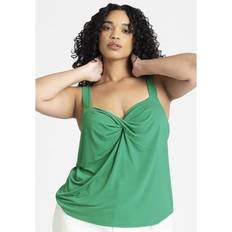 Elastane/Lycra/Spandex Blouses Eloquii Plus Women's Twisted Bust Top in Potting Soil Size 14/16