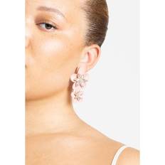 Jewelry Eloquii Women's Two Tier Metal Floral Earrings in Rose Dust Size NO SIZE