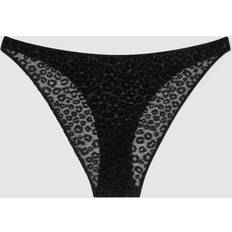 Mesh Bikini Briefs Black Leopard