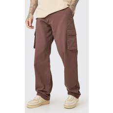 Cargohousut - Ruskea boohooMAN Mens Chocolate Tall Fixed Waist Cargo Trouser - Chocolate