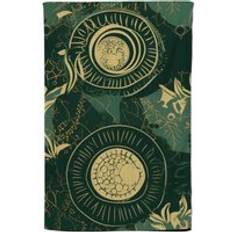 Kitchen Towels Warren Reed Green Gold Moon Pattern Tea Kitchen Towel