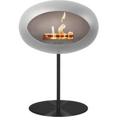 Le Feu Nickel Ground Steel Bioethanol Fireplace Black Base Plate with Black Pole