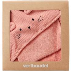 Vertbaudet Bath Cape Mitt Organic Cotton Gauze Pink