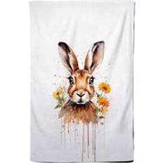 Orange Kitchen Towels Warren Reed Hare and Daisies Tea Kitchen Towel Orange