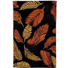 Orange Kitchen Towels Warren Reed Feather Leaves Tea Kitchen Towel Orange