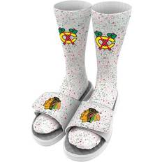 White Sandals Islide Youth White Chicago Blackhawks Speckle Socks & Sandals Bundle