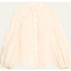 Linen Clothing Zimmermann Womens Cream Ottie Floral-embroidered Linen Shirt