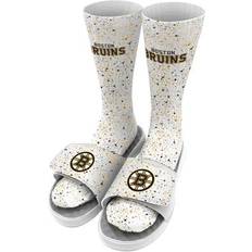 White Sandals Islide Youth White Boston Bruins Speckle Socks & Sandals Bundle