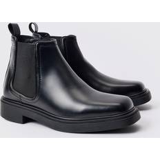 Chelsea-laarzen boohooMAN Mens PU Square Toe Chelsea Boot - Black