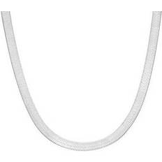 Unisex - White Gold Necklaces RM Flat herringbone chain necklace unisex 14k gold high polish finish White-20''