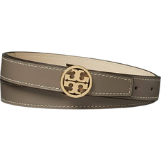 Gray - Women Belts Tory Burch Miller Smooth Reversible Belt - Gray Heron/New Cream/Gold