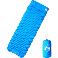 vidaXL Matelas de Camping Autogonflant avec Oreiller 1 Personne, Coussin d'Air, Tapis de Couchage pour Tente Randonnée Voyage, Bleu