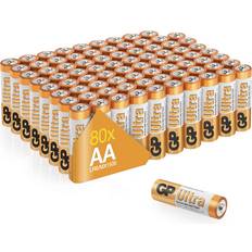 GP AA Batteries pack of 80 AA Batteries Ultra Alkaline 10 year shelf life, ideal for everyday hungry devices, long lasting power, anti-leakage