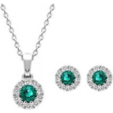 Femme - Or Blanc Parures de bijoux 18ct White Gold Emerald Diamond Two Piece Gift Set