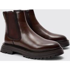 Laarzen boohooMAN Mens PU Chunky Sole Chelsea Boot - Brown