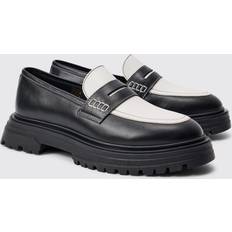 boohooMAN Mens PU Slip On Contrast Chunky Loafer - Black