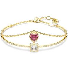 Swarovski Bracelets Swarovski Chroma Bangle, Heart, Red, Gold-Tone Plated Multicolored