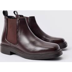 Chelsea-laarzen boohooMAN Mens PU Square Toe Chelsea Boot - Brown