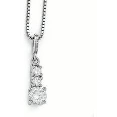 Gray - Silver Necklaces Kevin Jewelers Sterling Silver & CZ Brilliant Stone Necklace