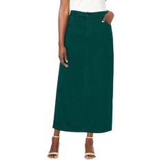 Jessica London Skirts Jessica London Plus Women's Classic Denim Midi Skirt in Emerald Green Size 30 100%