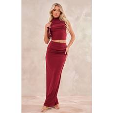 Red - Short Skirts PrettyLittleThing Cherry Red Soft Touch Ruched Back Maxi Skirt, Cherry Red