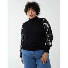 Clothing Blue Vanilla Curve Marble Sleeve Frill Jumper BLACK