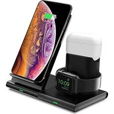 Hoidokly 3 in 1 Wireless Charger for iWatch & AirPods & iphone Charging Dock Station, Nightstand Mode for iWatch 6/5/4/3/2, Fast Charging for iPh