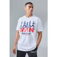 Clothing boohooMAN Mens Active Oversized Paris 2024 Games Graphic T-Shirt White