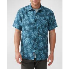 RODD & GUNN Destiny Bay Palm Tree Print Linen Shirt, Teal