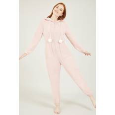 Pink Jumpsuits & Overalls Yumi Blush Cosy Onesie With Pom Poms Colour: Pink