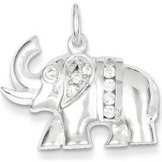 Gray - Silver Charms & Pendants Kevin Jewelers Sterling Silver CZ Elephant Charm