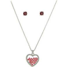 Red Jewelry Sets The Skyline Collection January Birthstone Red Garnet Heart Jewelry Set