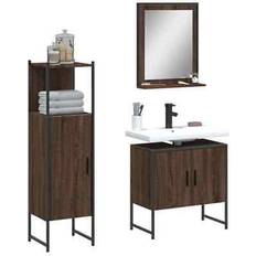 Muebles de Baño vidaXL Set De Muebles De Baño 3 Pzas Madera Contrachapada Roble Marrón