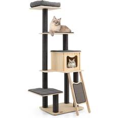 Costway 5-tier wood cat tower tall cat tree posts