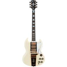 Gibson White Electric Guitars Gibson Gibson Custom Murphy Lab 1963 Les Paul Sg Custom Reissue 3-Pickup With Maestro Ultra Light Aged Electric Guitar Classic White