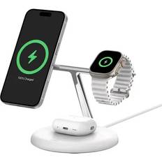 Belkin boostcharge pro flex usb c til usb c Belkin BoostCharge Pro 3 in 1 Magnetic Wireless Charging Stand with Qi2 15W White