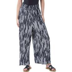 Clothing Dusk Womens Abstract Stretch Shirrred Wide Leg Trousers Black