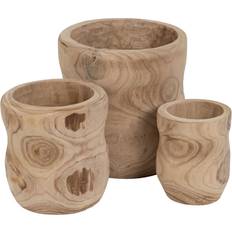 BigBuy Garden Set of Planters Natural Paolownia wood 3 Units